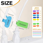 36Pcs Large Cable Labels - 8 Colors Reusable Write-On Wire Tags, Wire Identification Labels for Electronics, with 40Pcs Label Stickers, Cable Management for Home/Office, Rectangle & Oval