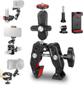 MINIFOCUS Super Clamp Camera Clamp Mount, 360° Ballhead Magic Arm with 1/4" 3/8" Port Extension Holder Adapter, Double Ball Head Adapter for Canon Nikon DSLR GoPro Action Camera Video Light