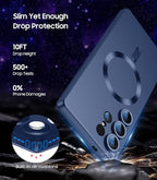 Magnetic for Samsung Galaxy S25 Ultra Case [Compatible with MagSafe][Built-in Camera Lens Protector] Slim Soft Silicone Bumper Shockproof Metallic Luster Phone Shell (Blue)