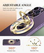 GVIEWIN Magnetic Phone Ring Holder, Compatible with MagSafe Phone Grip with Adjustable Stand, Magnet Phone Ring Kickstand for iPhone 16 Pro Max/Plus/15/14/13/12 Series/Other Phones (Dreamland River)