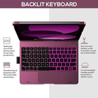 typecase Touch iPad 10th Generation Case with Keyboard (10.9", 2022), Multi-Touch Trackpad, 10 Color Backlight, 360° Rotatable, Thin & Light for Apple iPad 10th Gen 10.9 (Raspberry)