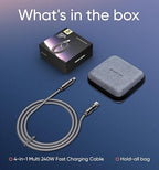 MAGIC JOHN 240W 4 in 1 Charging Cable, 6.6FT USB C to Lightning Cable [MFi Certified], Chubby USB A/C to C/Lightning with Light for iPhone/MacBook/iPad/Samsung/Switch 2, Multi Chargers for All Devices