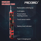 FrogBro 11W 2500mAh Cordless Soldering Iron Kit, Upgrade Max 968℉ Fast Heating Portable USB Rechargeable Soldering Iron High Capacity with Touch Sensor & LED Spotlight (2 tips+adaptor)