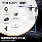 LOMTAP C Stand Light Stand Stainless Metal Photography Kit - Heavy Duty 10.8ft/330cm Vertical Pole, 4.2ft/128cm Boom Arm, Adjustable Base, Water Sandbag, 2 Grip Heads, 3 Clips for Softbox, Reflector