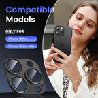 Tensea for iPhone 16 Pro/iPhone 16 Pro Max/iPhone 15 Pro/iPhone 15 Pro Max Camera Lens Protector, Metal Aluminum Alloy Tempered Glass Cover Camera Screen Protector Accessories, Case Friendly Black
