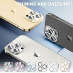 LucBuy 3PCS Sparkling Camera Lens Protector for iPhone 14 Pro/iPhone 14 Pro Max, Full Clear Acrylic Cover with Shiny Colorful Glitter Designed Decoration Back Camera Protector