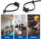 Cable Zip Tie Mounts Kit - 60 Set Wire Cable Clips Organizer Holders with 8" Cable Ties, Saddle Type Mounts Base and Tapping Screw, Black