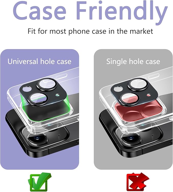 2 Pack Camera Lens Protector for iPhone 15 / iPhone 15 Plus,[Not Easy to Breakn ] AR Tempered Glass Strong Adsorption Metal Camera Cover Screen-pink