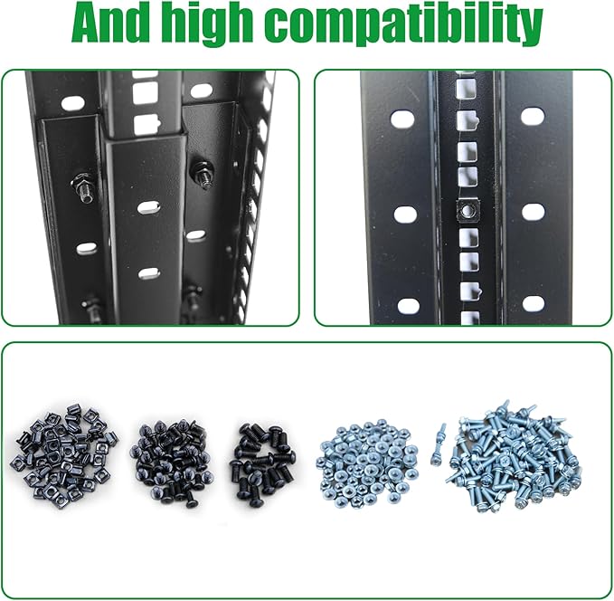 27U Server Rack/4-Post 19in Network Rack/Open Frame Rack with Wheels, Heavy-Duty Frame Cabinet/Adjustable Depth 24-22in GLOBALRACK(4POST-800-27U)