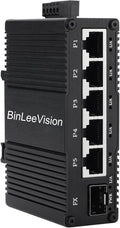 Industrial Mini Gigabit Ethernet Switch 5-Port RJ45 10/100/1000BASE-T+1-Port SFP Slot,Unmanaged Network Switch,Network Hub,Dinrail Mount or Wall-Mount,Plug & Play,Fanless (5 RJ45+1 SFP)
