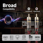 TODN High End RCA Cables for Audiophile, 2 RCA Male to Male Stereo Cord for Car Audio, Speaker, Amp - Φ7mm, Nylon Braided Jacket (6.5ft/2m, 1 Pair)