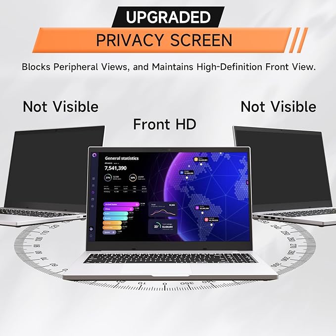 Nano Laptop Privacy Screen 14 Inch 16:10, No Glue Computer Monitor Privacy Shield, Matte Anti Glare Blue Light Filter Compatible with Lenovo Hp Dell Acer Asus Thinkpad Envy Xps