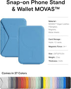 MOFT Magnetic Wallet Stand Compatible with iPhone 16/15/14/13/12 Series, Angle Adjustment & Magsafe Compatible MOVAS Phone Stand,Faded Jeans