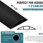 Floor Cord Cover, Cable Protector, 0.63W x 0.31H inches, Wire Cover for Extension Cords, Floor Cable Covers Prevent Cable Trips (Black, 50-3 Feet)
