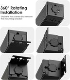 JUNNUJ 20 Amp Power Strip Heavy Duty 2 Pack, 4800J Surge Protector Metal Power Bar Multi Angle Mount, 20A Garage 8 Outlet Shop 6-20R T-Slot, 5-15P Adapter 12 Gauge Extension Cord 15 ft for Appliance