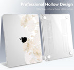 Batianda Premium Case for New MacBook Air 15 inch 2025 M4 2024 2023 with M3 M2 Chip Model A3241/A3114/A2941, Designed Protective Plastic Hardshell & Keyboard Cover & Screen Protector, Gold Lotus