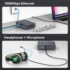 TJCXELE Displaylink Docking Station 4K@60Hz 3 Monitors USB C Dock for MacBook M1 M2 M3 M4,19-in-1 Thunderbolt Dock with 2 HDMI & 2 DisplayPort,PD 100W/USB 3.2 10G USB/Ethernet/Card Readers/Audio