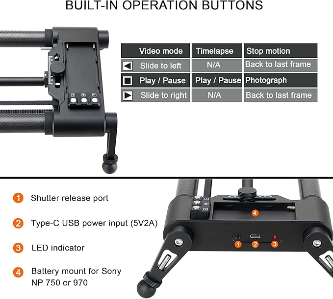 Konova New G1 Wireless Motorized Integrated Carbon Slider for Video, Time Lapse, Stop Motion, Parallax Panormaic Shooting (60cm (23.6"))