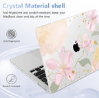 Case for MacBook Pro 13 inch with/Without Touch Bar (2016-2022, M2 A2338 M1 A2289 A2251 A2159 A1989 A1706 A1708), Hard Shell + Keyboard Cover + Dust Plug - Gold Blossom Flowers