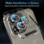YWXTW Designed for iPhone 16 Pro/iPhone 16 Pro Max Camera Lens Protector Bling, [New Glitter Design] Individual Metal Tempered Glass Camera Cover Accessories Case Friendly (Natural Titanium)
