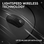 Logitech G PRO X SUPERLIGHT 2 Wireless Gaming Mouse, 60g Pro-Grade with 5 Programmable Buttons, 44k DPI Sensor, 8kHz Report Rate, USB-C Charging for PC/Mac - Black