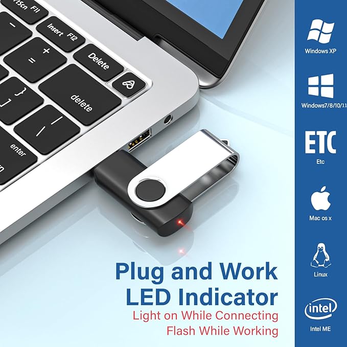 Flash Drives 32GB 10 Pack, Wooolken USB 2.0 Thumb Drives with Keychains Memory Stick USB Drive Pendrive for PC Laptop Computer (Mixcolors)