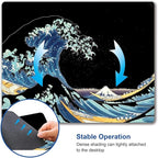 Japanese Sea Wave Mouse Pad, Square Mouse Mat Waterproof Non-Slip Rubber Base MousePads