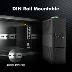 MokerLink 5 Port Industrial DIN-Rail Network Switch, 4 Gigabit Ethernet, 1 SFP, 14Gbps Switching Capacity, IP40 Rated (-40 to 185F), With UL Power Supply