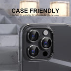 Choiche Compatible for iPhone 16 Pro/iPhone 16 Pro Max Camera Lens Protector, 9H Tempered Glass Camera Cover Screen Protector Metal Ring Decoration Accessories (Black)