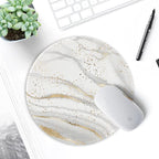 ITNRSIIET Round Mouse Pad with Stitched Edge Premium-Textured Waterproof Non-Slip Rubber Base Desktop Protection Mat Diameter 8.7 inches, Gray Gold Marbling