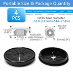 4 Pcs Cable Grommet, Snap Bushing 2-1/2" (63 mm) Mounting Diameter, Flexible Petal-Shaped Buckle Round Nylon Desk Grommet for Wires Through Countertop Cord Organizer and Protection, Black