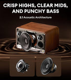 Edifier D32 Tabletop Wireless Speaker, Hi-Res Audio, LDAC, ALAC, 60W (RMS), 2.1 Acoustic Architecture, 11h Playtime, APP Control, Bluetooth 5.3, AirPlay2, USB-C and AUX Inputs, Brown