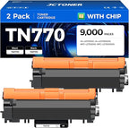 TN770 Black Toner Cartridge Super High Yield with chip Replacement for Brother TN770 TN-770 Toner Compatible with Brother HL-L2370DW HL-L2370DWXL MFC-L2750DW MFC-L2750DWXL Series Printer Ink, 2-Pack
