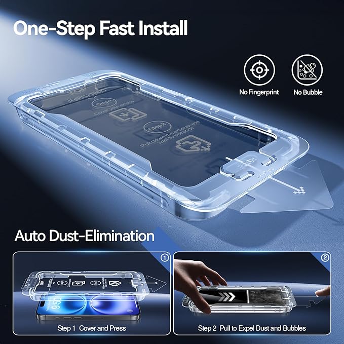 SMARTDEVIL 2PACK Privacy Screen Protector for iPhone 16 Plus Shatterproof Tempered Glass [True 28°Anti Spy] [9H Hardness] [Auto Dust-Elimination Install] [Bubble Free]