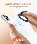 GVIEWIN Magnetic Phone Ring Holder, Compatible with MagSafe Phone Grip with Adjustable Stand, Magnet Phone Ring Kickstand for iPhone 16 Pro Max/Plus/15/14/13/12 Series/Other Phones (Glitter/Black)