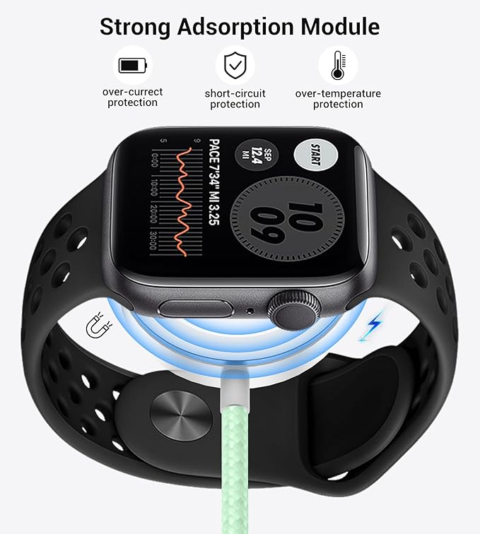 Temdan for Travel Vacation Essentials,3 in 2 USB C Cable for Apple Watch Charger/iPhone 16 Charger/Lightning,Multi Charging Cable Cord,Camping Essentials,Designed for iWatch &iPhone 16-12-4FT Green