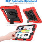 SEYMAC stock Case for iPad mini 5/4 with Screen Protector Pencil Holder [360 Rotating Hand Strap] & Stand, Drop-Proof Case for iPad mini 5th/4th Generation 7.9 inch (Black+Red)