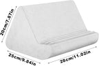 Soft Tablet Stand Pillow with Pocket,Tablet Cushion Stand,Adjustable 3 Viewing Angle,Lazy Holder Stand for Bed Sofa,Compatible with iPads Tablets eReaders Smartphones Books Magazines (Light Grey)…