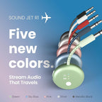 Avantree SoundJet R1 – Pack of 5 Airplane Bluetooth Adapter for Headphones & AirPods, aptX Adaptive, Qualcomm Chipset, 20H Battery, Wireless Audio Transmitter for in-Flight Travel Essentials - 5 Color