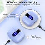 TAGRY Bluetooth Headphones True Wireless Earbuds 60H Playback LED Power Display Earphones with Wireless Charging Case IPX5 Waterproof in-Ear Ear buds with Mic for TV Smart Phone Laptop Computer Sports
