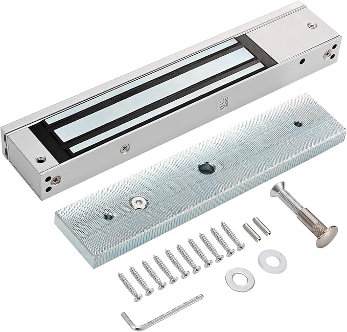 Waterproof Electric Magnetic Fingerprint Door Access Control Kit - 600 lb Holding Force, RFID Keypad/Reader, 5 ID Cards, 110V Power Supply & Metal Exit Button - Secure Lock System (K5EM-600LB KIt)