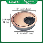 1 Pcs Desk Grommet 2-1/16" / 53 mm, Desk Cord Hole Cover, Cable Grommet Metal Zinc Alloy Materilal, Desk Hole Grommet for Home & Office Pc, Detachable Cable Cord Organizer-Copper Red