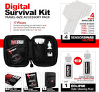 Photographic Solutions Digital Survival Kit - Type-1 (20mm) Sensor Swabs, PEC-PAD Photo Wipes, E-Wipe Packet, Aeroclipse Optic Cleaner Non-Flamable Solution - Camera Cleaning Kit with Travel Bag