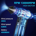 Compressed-Air-Dust Collector-Mini Portable- Turbo Fan- 130000RPM Electric Duster-Cleaning kit- No Canned- Replace Compressed air can- Car Dryer air Blower- Pc dusters forCleaning