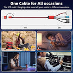 Travel Essentials 4in2 Multi Charging Cable for Apple Watch Charger,USB A/C to Dual Type C/IP/iWatch Charger,Travel Chargers for Multiple Devices Compatible with iWatch Series&iPhone 16-12（2PACK,5FT）