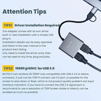 USB to HDMI Adapter for 2 Monitors-USB3.0 to Dual hdmi for 3 Monitors-USB to HDMI with Two HD Displau Supports Mac & Windows/Dual HDMI Extender -External Video & Graphics Card Adapter
