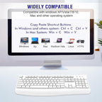 Wireless Keyboard, 2.4G Full-Sized Ergonomic Wireless Computer Keyboard with Wrist Rest for Windows, Mac OS Laptop/PC/Desktop/Notebook (White)