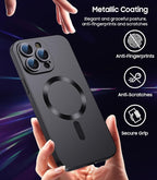 Magnetic for iPhone 15 Pro Max Case [Compatible with MagSafe][Built-in Camera Lens Protector] Slim Soft Silicone Bumper Shockproof Metallic Luster Phone Case (Black)