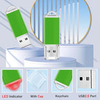 Memorias USB 8GB Flash Drive 50 Pack, USB 2.0 Thumb Drives Bulk Memory Sticks 8GB FAT32 USB Flash Drives Bulk Jump Drives Multipack Pack of 50 with Lanyard(Green 50 Packs 8 GB)