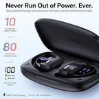 OCC Wireless Ear Hook Sport Earbuds, Bluetooth Headphones with Mic, IPX5 Waterproof, 80H Playtime, Deep Bass, Secure Fit for Running Gym Workout - Black